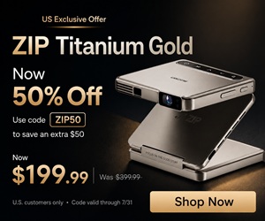 ZIP Titanium Gold projector — 50% off US exclusive offer