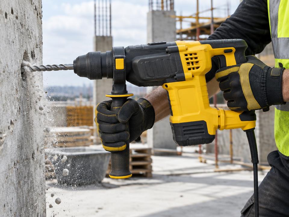 DeWalt DCD999 hammer drill — illustrative studio photograph
